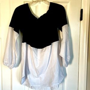 Curvy Girl side zip color block top